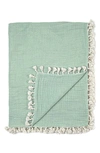Crane Baby Muslin Blanket In Aqua