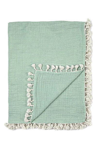 Crane Baby Kids' Muslin Blanket In Aqua