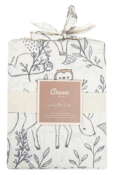 Crane Baby Fitted Crib Sheet In Grey/white