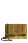 Tory Burch Small Kira Convertible Quilted Velvet Shoulder Bag In Pumpkin Seed