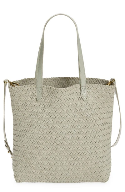 Madewell The Medium Transport Tote: Woven Leather Edition In Ashen Sage