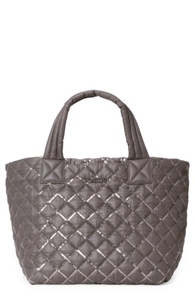 Mz Wallace Small Metro Deluxe Tote In Magnet Sequin/gunmetal