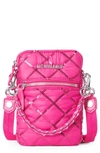 Mz Wallace Micro Crosby Crossbody Bag In Bright Fuchsia Sequin/gunmetal