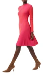 French Connection Mari Ribbed Long Sleeve Sweater Dress In Grenadine/fuschia