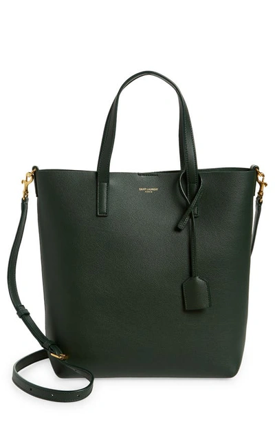 Saint Laurent Toy North/south Leather Tote In 3045 New Vert Fonce