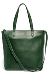 Madewell The Zip-top Medium Transport Leather Tote In Forest