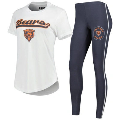 Concepts Sport Women's  White, Charcoal Chicago Bears Sonata T-shirt And Leggings Sleep Set In White,charcoal