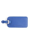 Royce New York Personalized Leather Luggage Tag In Blue Silver Foil