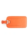 Royce New York Personalized Leather Luggage Tag In Orange - Silver Foil