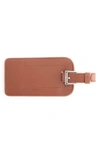 Royce New York Personalized Leather Luggage Tag In Tan- Gold Foil
