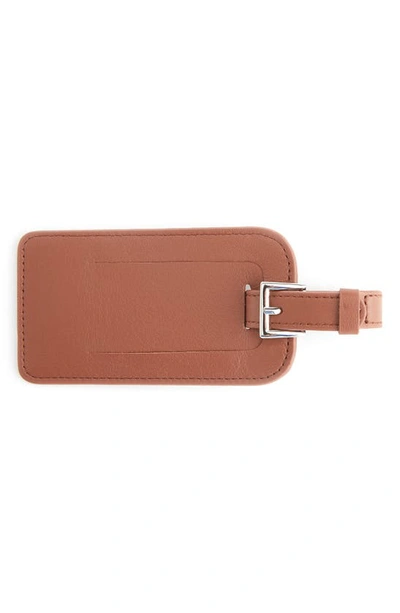 Royce New York Personalized Leather Luggage Tag In Tan- Gold Foil