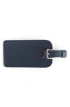Royce New York Personalized Leather Luggage Tag In Navy Blue- Silver Foil