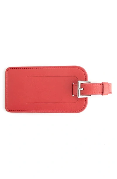 Royce New York Personalized Leather Luggage Tag In Red- Deboss