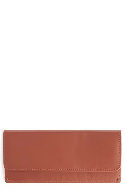 Royce New York Personalized Rfid Blocking Leather Clutch Wallet In Tan - Gold Foil