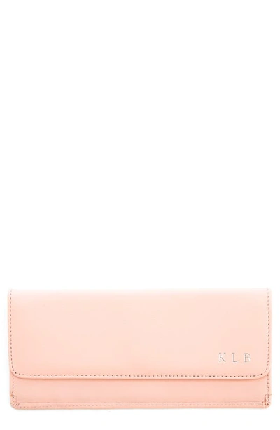 Royce New York Personalized Rfid Blocking Leather Clutch Wallet In Light Pink - Deboss