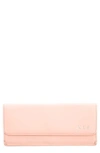 Royce New York Personalized Rfid Blocking Leather Clutch Wallet In Light Pink - Gold Foil