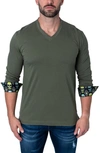 Maceoo Edisonsolidskull Green Long Sleeve V-neck T-shirt