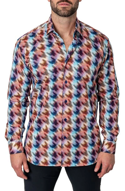 Maceoo Fibonacci Hound Camouflage Cotton Button-up Shirt In Multi