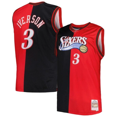 Mitchell & Ness Allen Iverson Black/red Philadelphia 76ers Big & Tall Hardwood Classics 2000/01 Spli