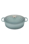 Le Creuset Signature 6.75-quart Oval Enamel Cast Iron French/dutch Oven With Lid In Sea Salt