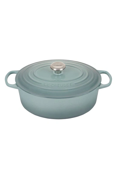 Le Creuset Signature 6.75-quart Oval Enamel Cast Iron French/dutch Oven With Lid In Sea Salt