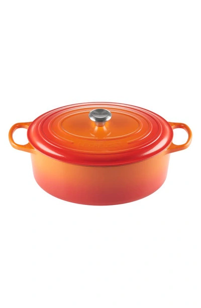 Le Creuset Signature 9 1/2 Quart Oval Enamel Cast Iron French/dutch Oven In Flame