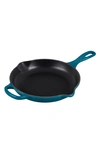 Le Creuset Signature Handle 9 Inch Enamel Cast Iron Skillet In Deep Teal