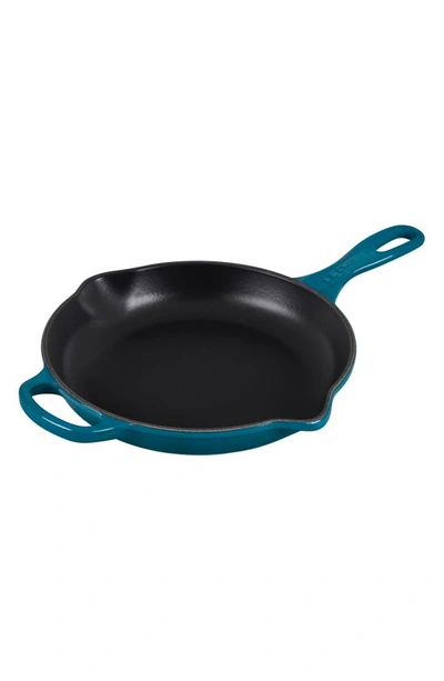 Le Creuset Signature Handle 9 Inch Enamel Cast Iron Skillet In Deep Teal