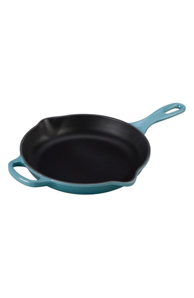 Le Creuset Signature Handle 9 Inch Enamel Cast Iron Skillet In Caribbean