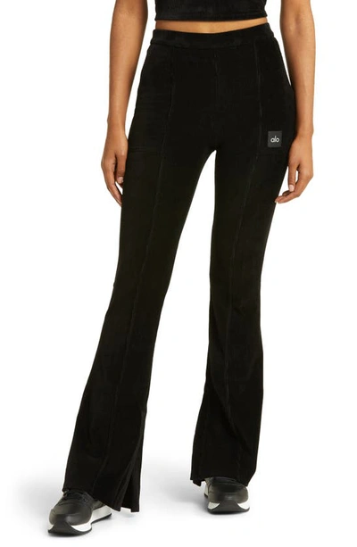 Alo Yoga Winter Break High Waist Flare Microcorduroy Pants In Black |  ModeSens
