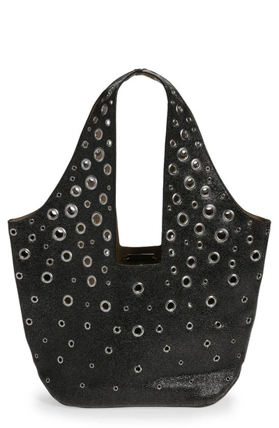 Rabanne M Shopping Tote Bag In Black,silver