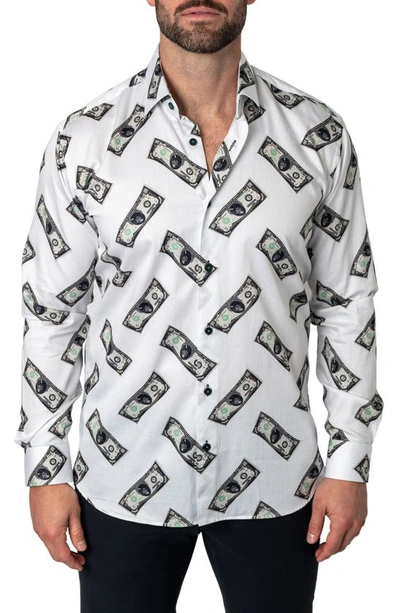 Maceoo Fibonacci Money Money Money Cotton Button-up Shirt In White