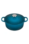 Le Creuset Signature 4 1/2 Quart Round Enamel Cast Iron French/dutch Oven In Deep Teal