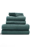 Coyuchi Air Weight® 6-piece Organic Cotton Bath Towel, Hand Towel & Washcloth Set In Deep Dusty Aqua