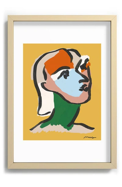 Deny Designs Ninette In Yellow Framed Art Print In Green