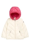 Moncler Kids' Kaori Down Puffer Jacket In White/ Pink
