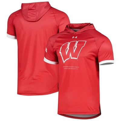Under Armour Red Wisconsin Badgers On-court Raglan Hoodie T-shirt