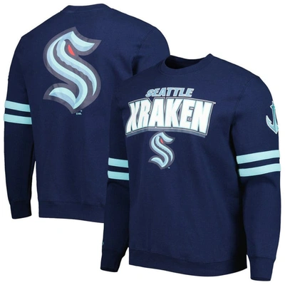 Mitchell & Ness Men's  Deep Sea Blue Seattle Kraken Allover Logo Pullover Sweatshirt