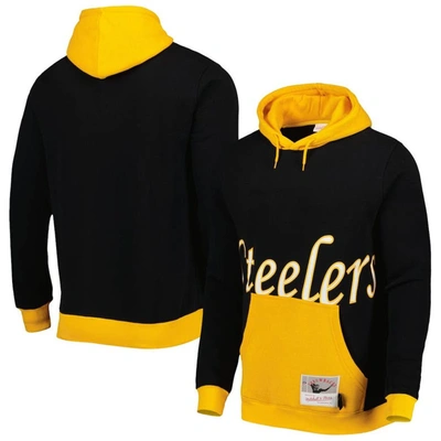 Mitchell & Ness Men's  Black Pittsburgh Steelers Big Face 5.0 Pullover Hoodie