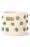 Pehr Mini Pompom Canvas Bin In Sage