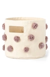 Pehr Mini Pompom Canvas Bin In Mauve
