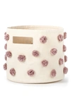 Pehr Mini Pompom Canvas Bin In Mauve