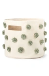 Pehr Mini Pompom Canvas Bin In Sage