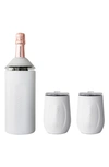 Vinglace Wine Bottle Chiller & Tumbler Gift Set In White