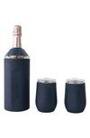 Vinglace Vinglacé Wine Bottle Chiller & Tumbler Gift Set In Navy