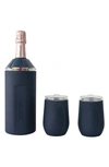 Vinglace Wine Bottle Chiller & Tumbler Gift Set In Navy