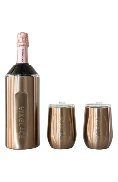 Vinglace Wine Bottle Chiller & Tumbler Gift Set In Copper