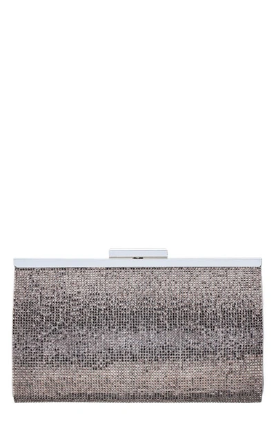 Nina Crystal Frame Clutch In Gunmetal Metallic