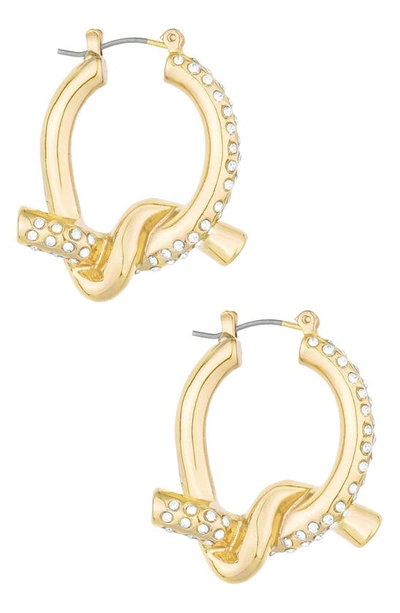 Ettika Crystal Knot Hoop Earrings In Gold