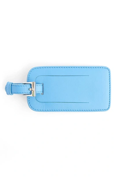 Royce New York Leather Luggage Tag In Light Blue